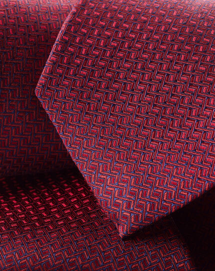 Schmutzabweisende Krawatte aus Seide mit Strukturgewebe - Rot