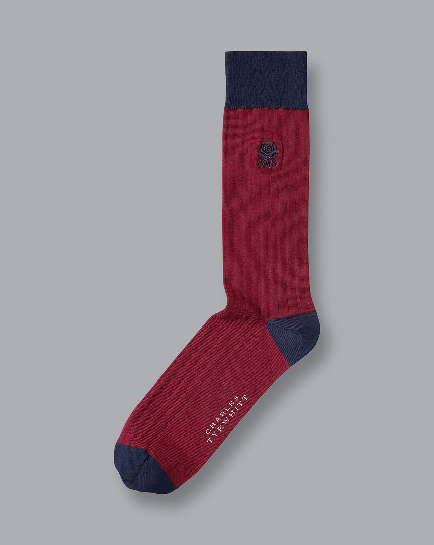 England Rugby Cotton Rib Socks - Red