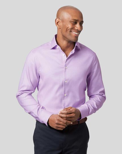Business Casual Collar Non-Iron Stretch Texture Shirt - Lilac