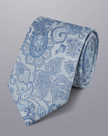 Paisley Silk Tie - Light Blue