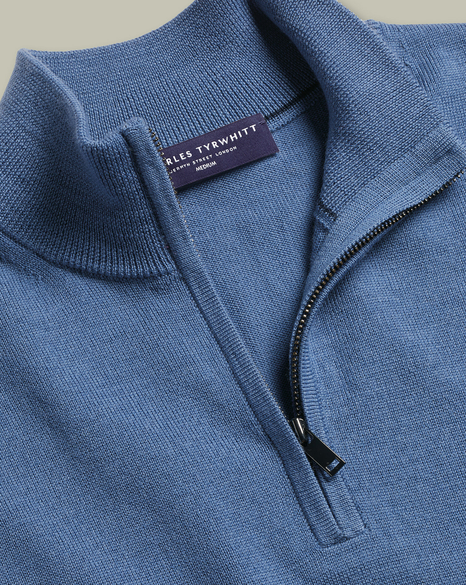 Pure Merino Quarter Zip Sweater - Steel Blue | Charles Tyrwhitt US