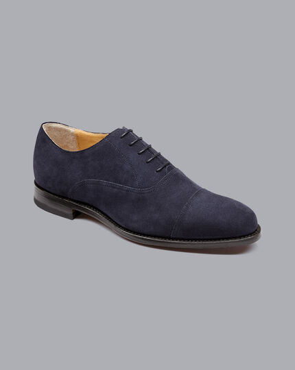 Goodyear Welted Oxford Toe Cap Shoes - Steel Blue