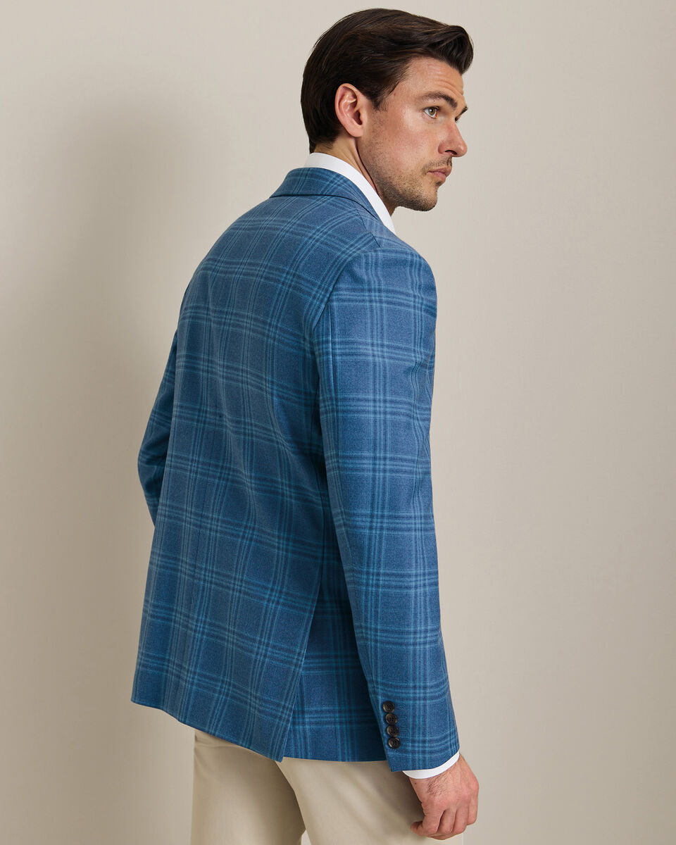 Lightweight Wool Check Jacket - Mid Blue