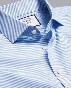 Cutaway Collar Non-Iron Bengal Stripe Shirt - Cornflower Blue