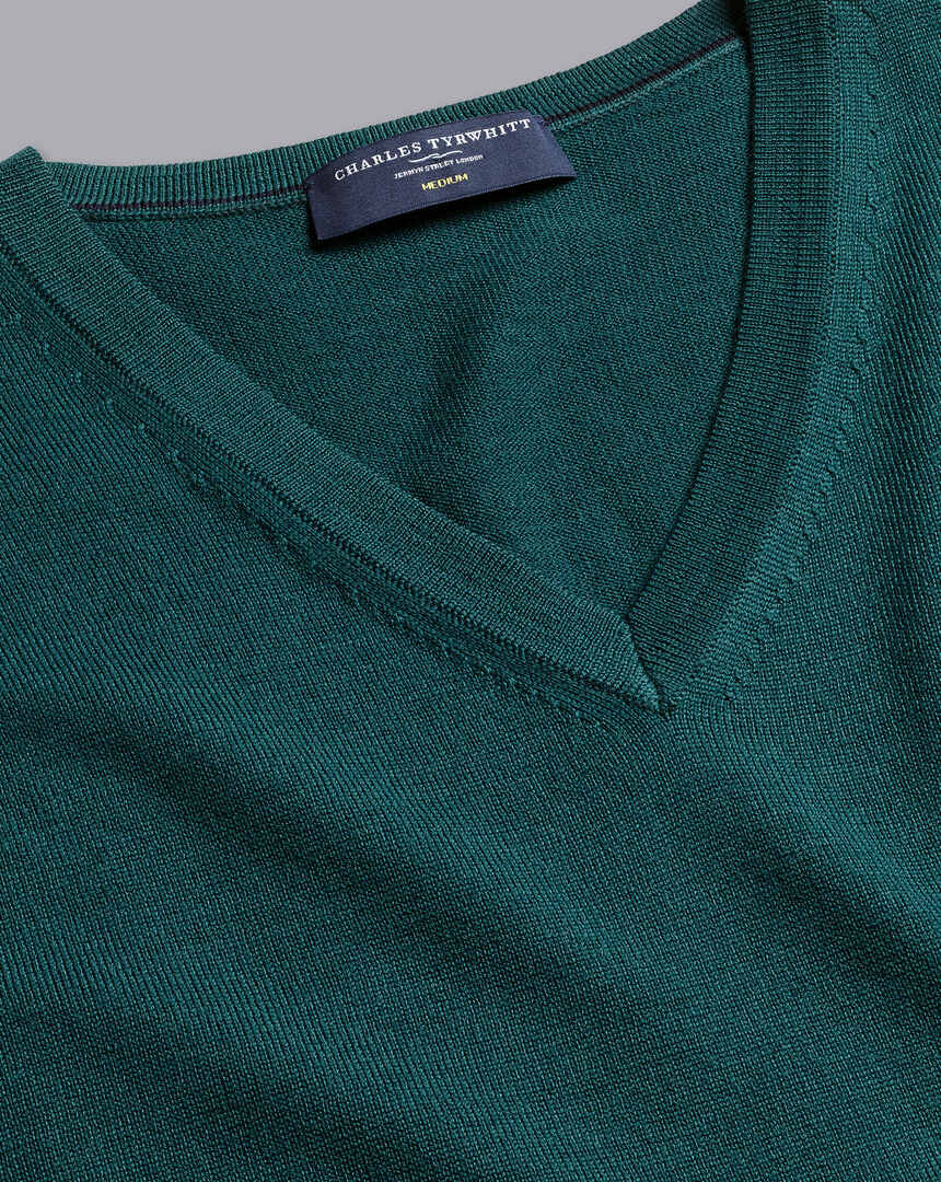 Merino V-Neck Sweater - Teal