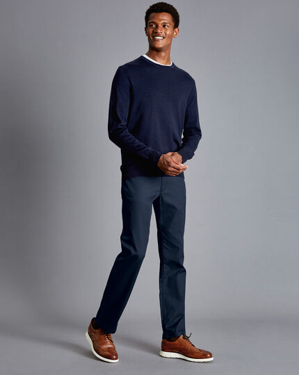 Textured 5-Pocket Trousers - Navy
