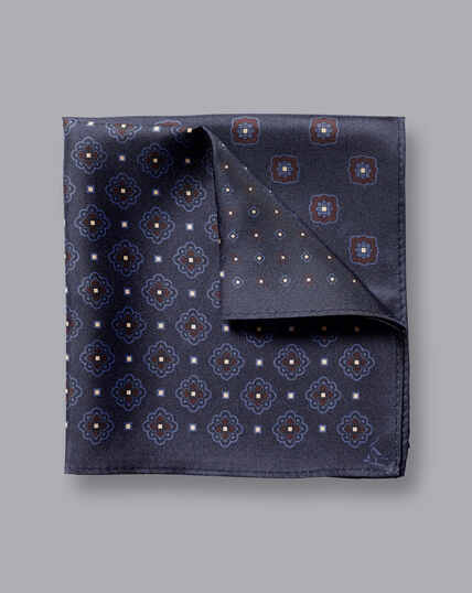 Einstecktuch aus Seide mit geometrischem Muster - Französisches Blau