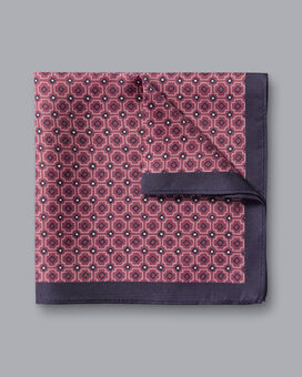 Tile Print Silk Pocket Square - Claret Pink