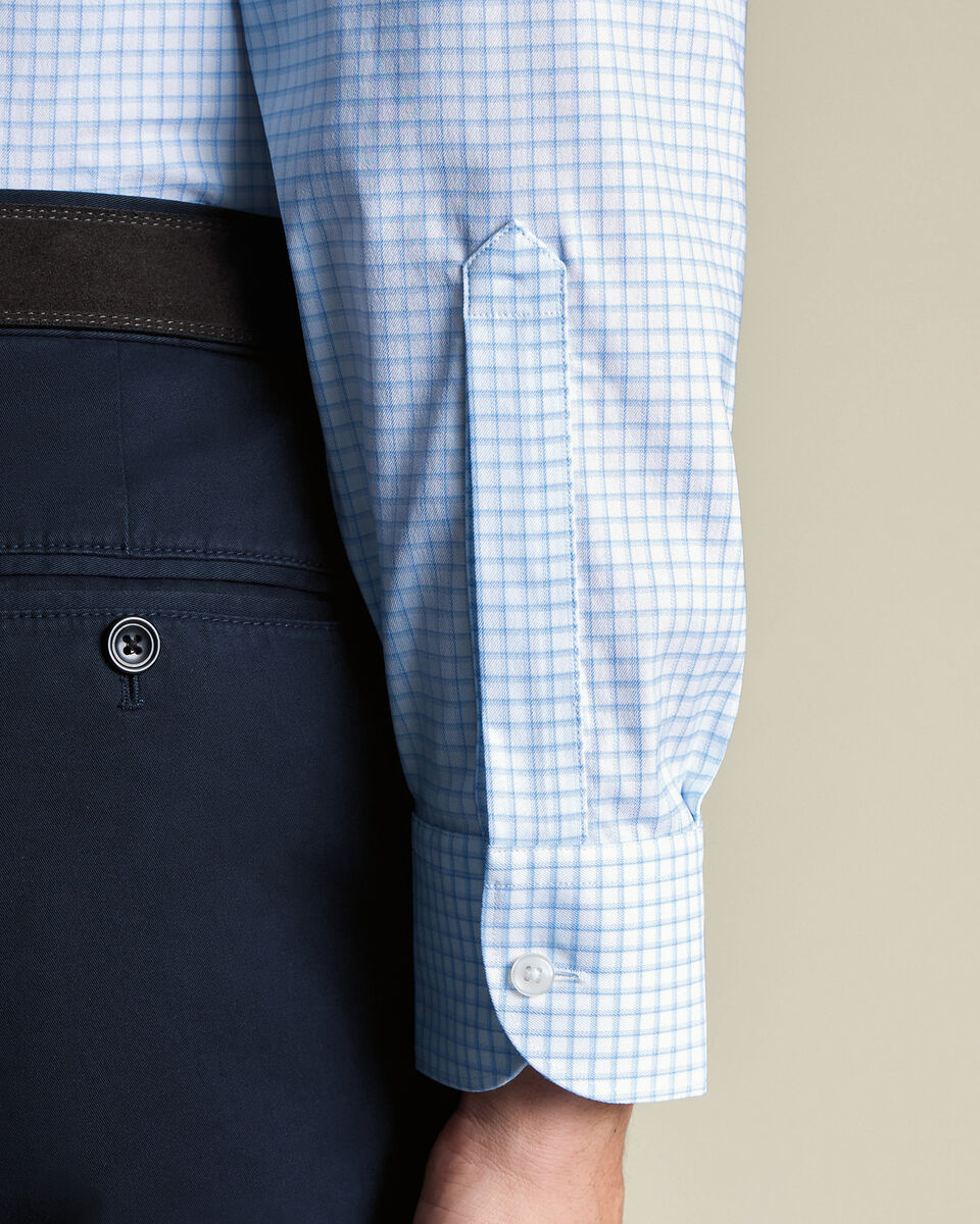 Non-Iron Performance Check Shirt &ndash; Sky Blue