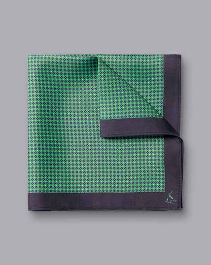 Einstecktuch aus Seide mit Mikro-Print - Grün &Marineblau