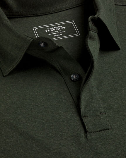 Cotton TENCEL™ Mix Long Sleeve Polo - Forest Green