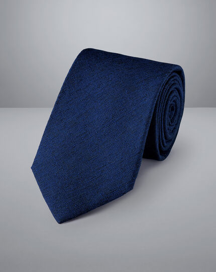 Krawatte aus Seide-Wolle-Mix - Königsblau