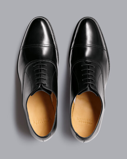 Goodyear Welted Oxford Toe Cap Shoes - Black