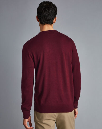 Merino Crew Neck Sweater - Burgundy