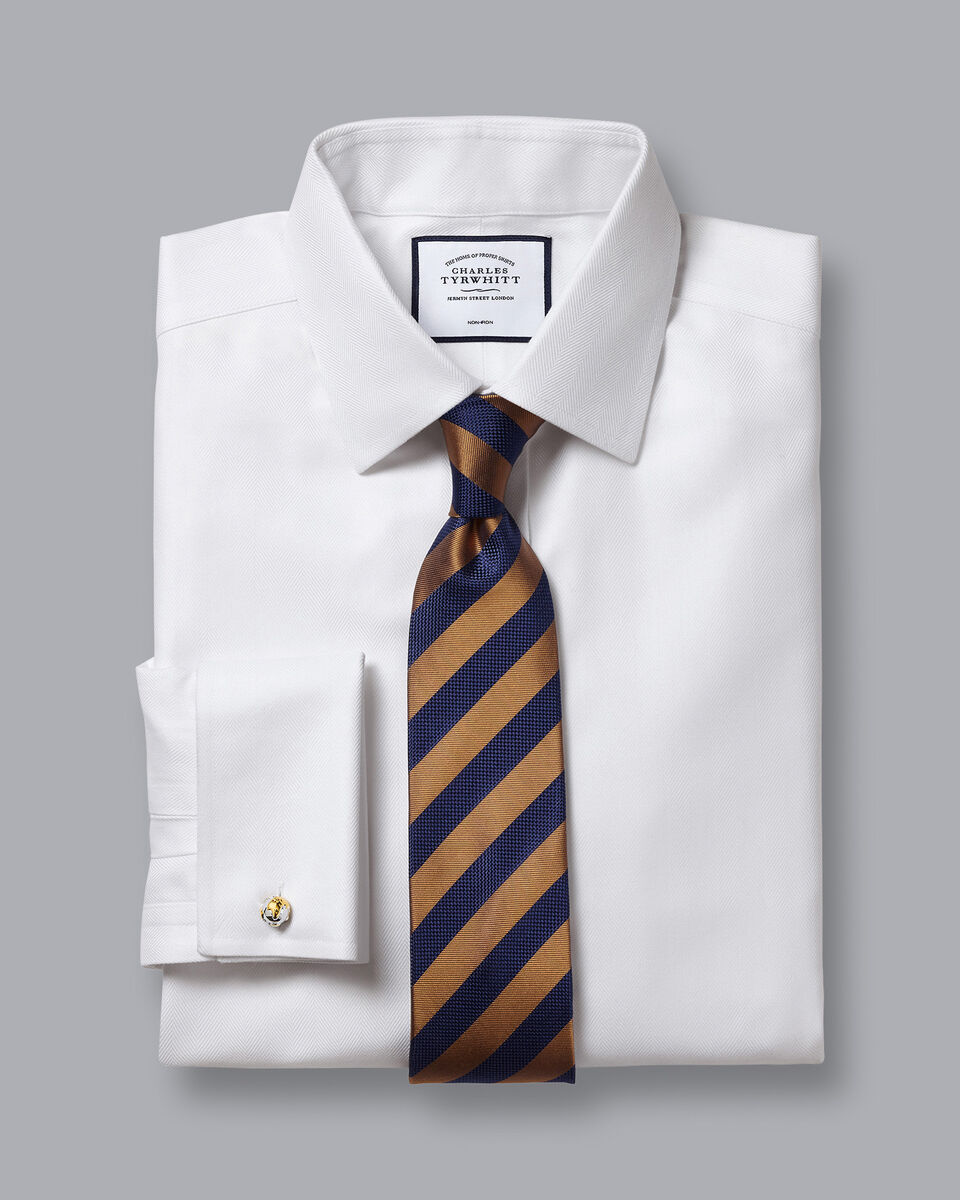 Non-Iron Dry Stretch Smart Fit Herringbone Shirt