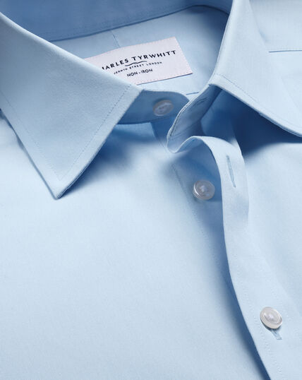 Camisa De Popel&iacute;n El&aacute;stico Sin Plancha - Azul Cielo