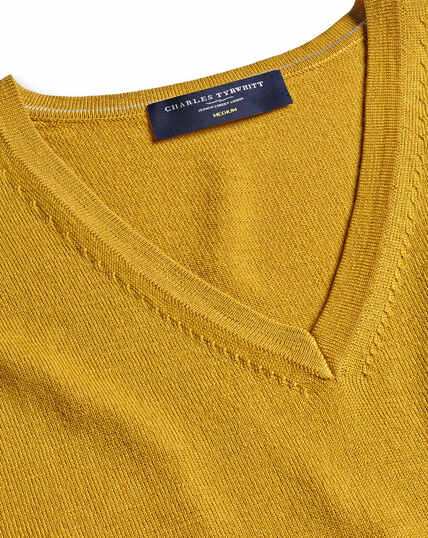 Pure Merino V Neck Sweater - Yellow
