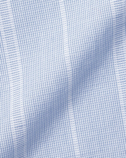 Cotton Linen Stripe Short Sleeve Shirt - Sky Blue