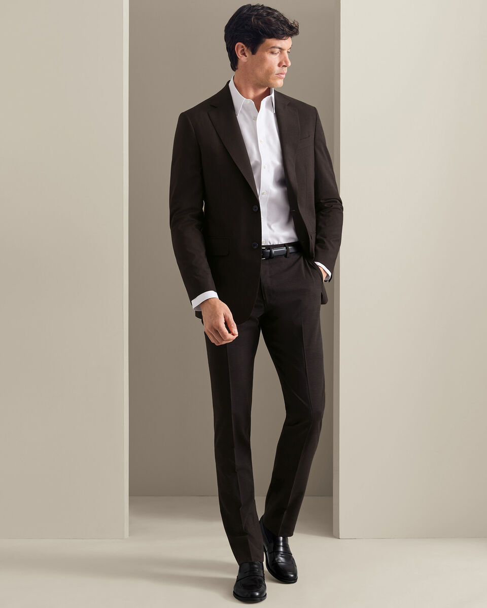 Ultimate Performance Prince of Wales Suit Pants - Chocolate Brown