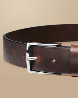 Made in England Leather Chino Belt - Chocolate Brown