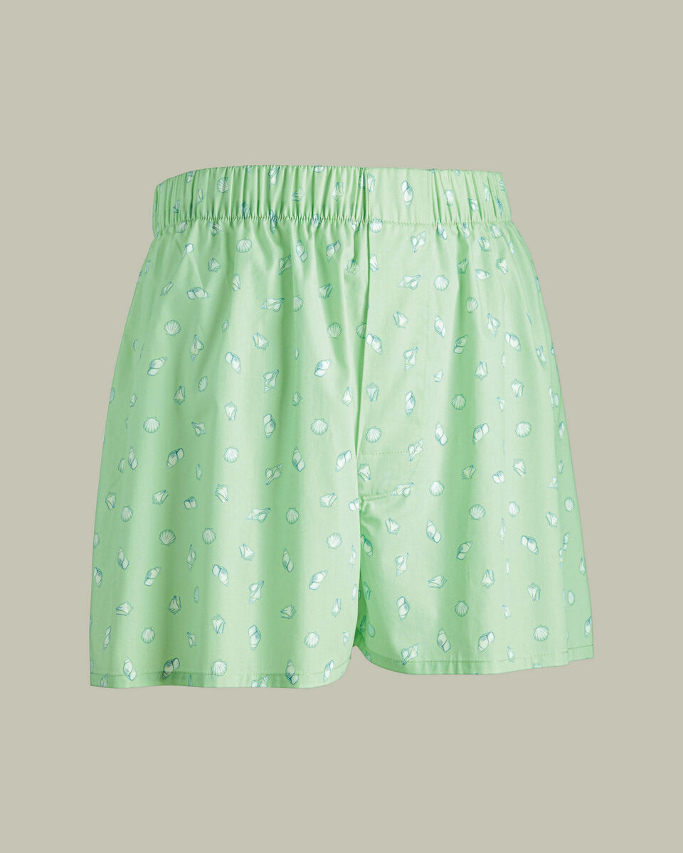Shell Print Woven Boxers - Green