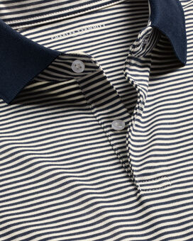 Fine Stripe Jersey Polo - Navy & Ecru