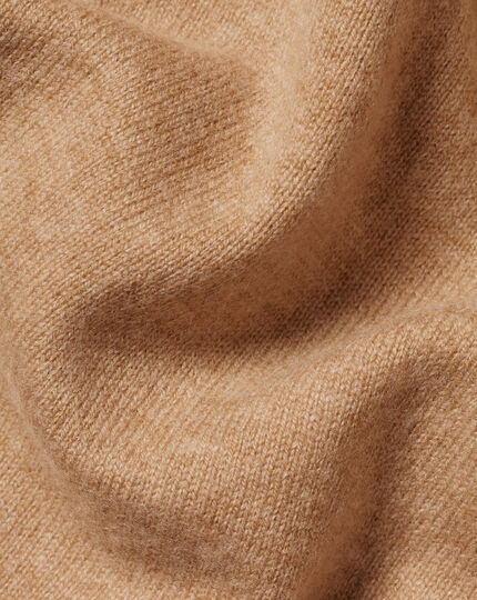 Merino Cashmere Button Neck Sweater - Camel