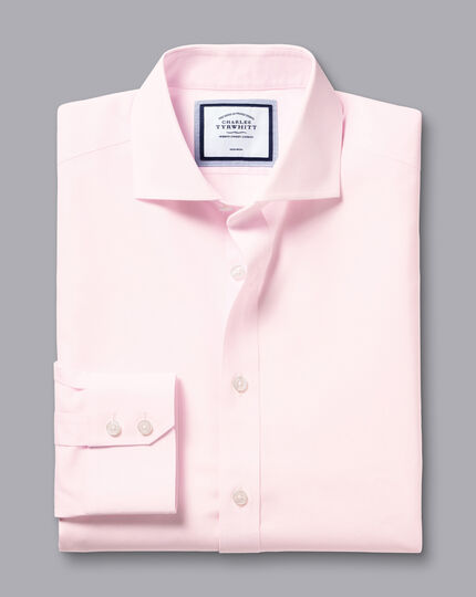 Spread Collar Non-Iron Poplin Shirt - Light Pink