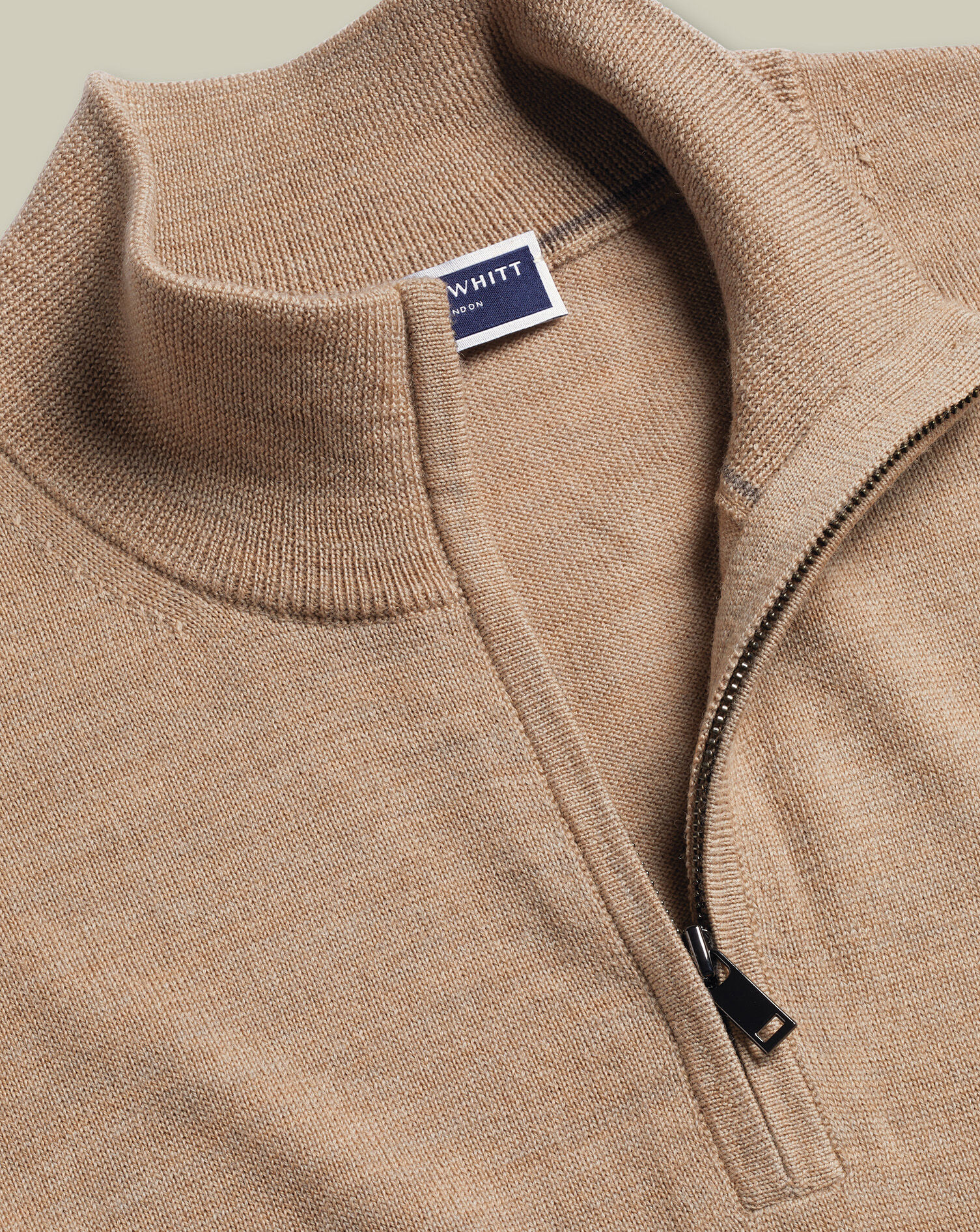 Pure Merino Quarter Zip Sweater - Oatmeal | Charles Tyrwhitt US