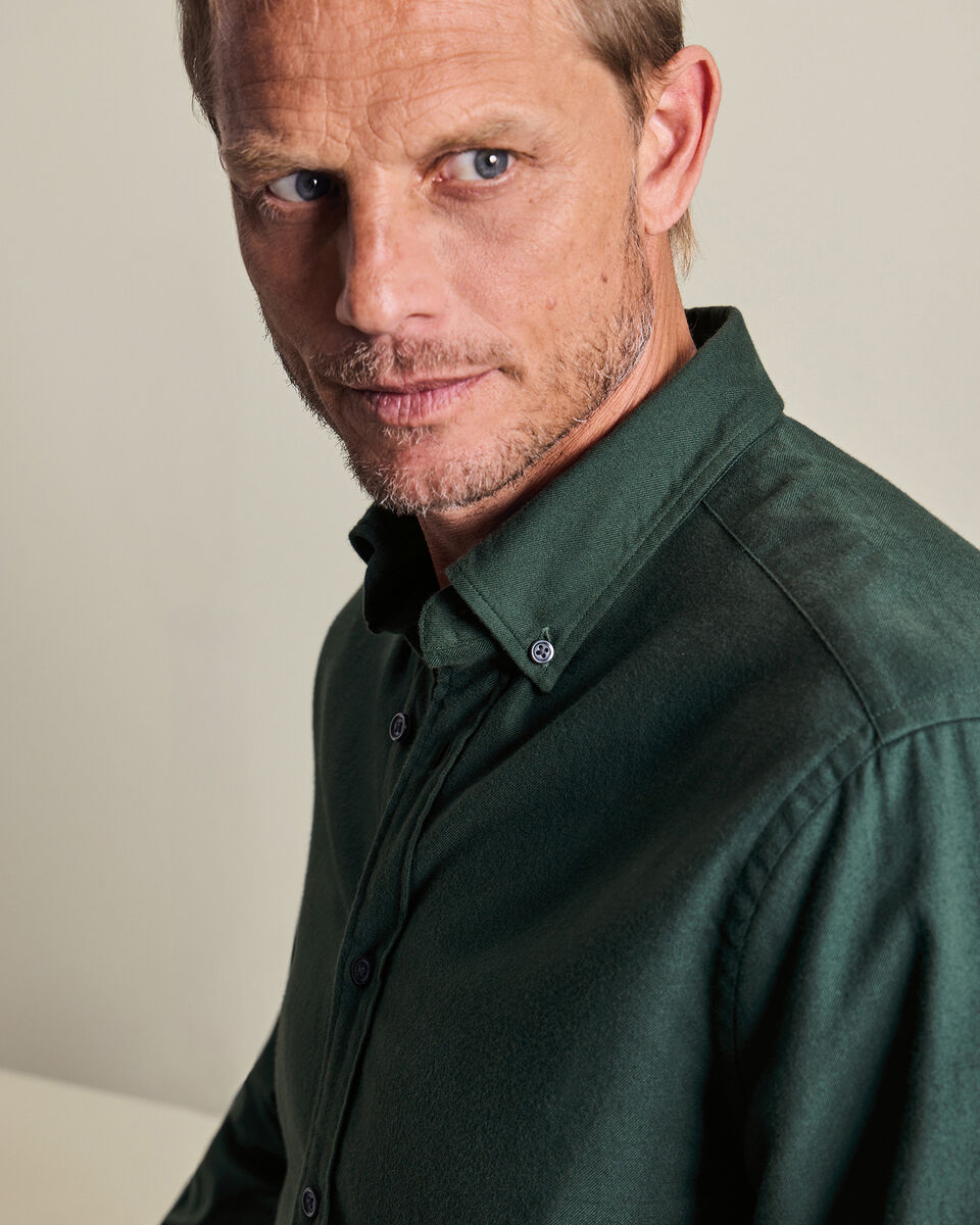 Chemise en flanelle bross&eacute;e - Vert for&ecirc;t