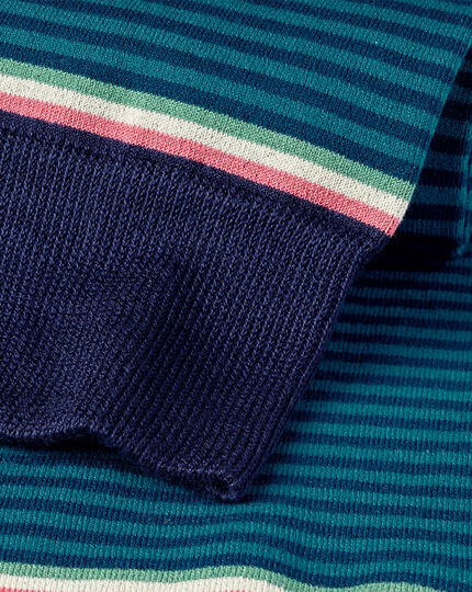 Fine Stripe Socks - Teal Green & Navy
