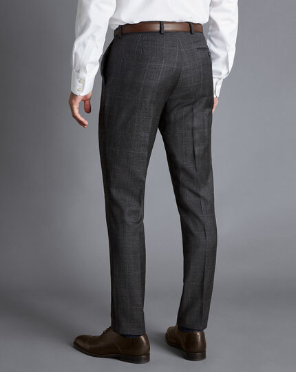 Windowpane Check Suit Pants - Charcoal Grey