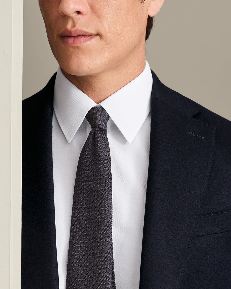 Italian Luxury Flannel Pleated Trouser Suit - Navy