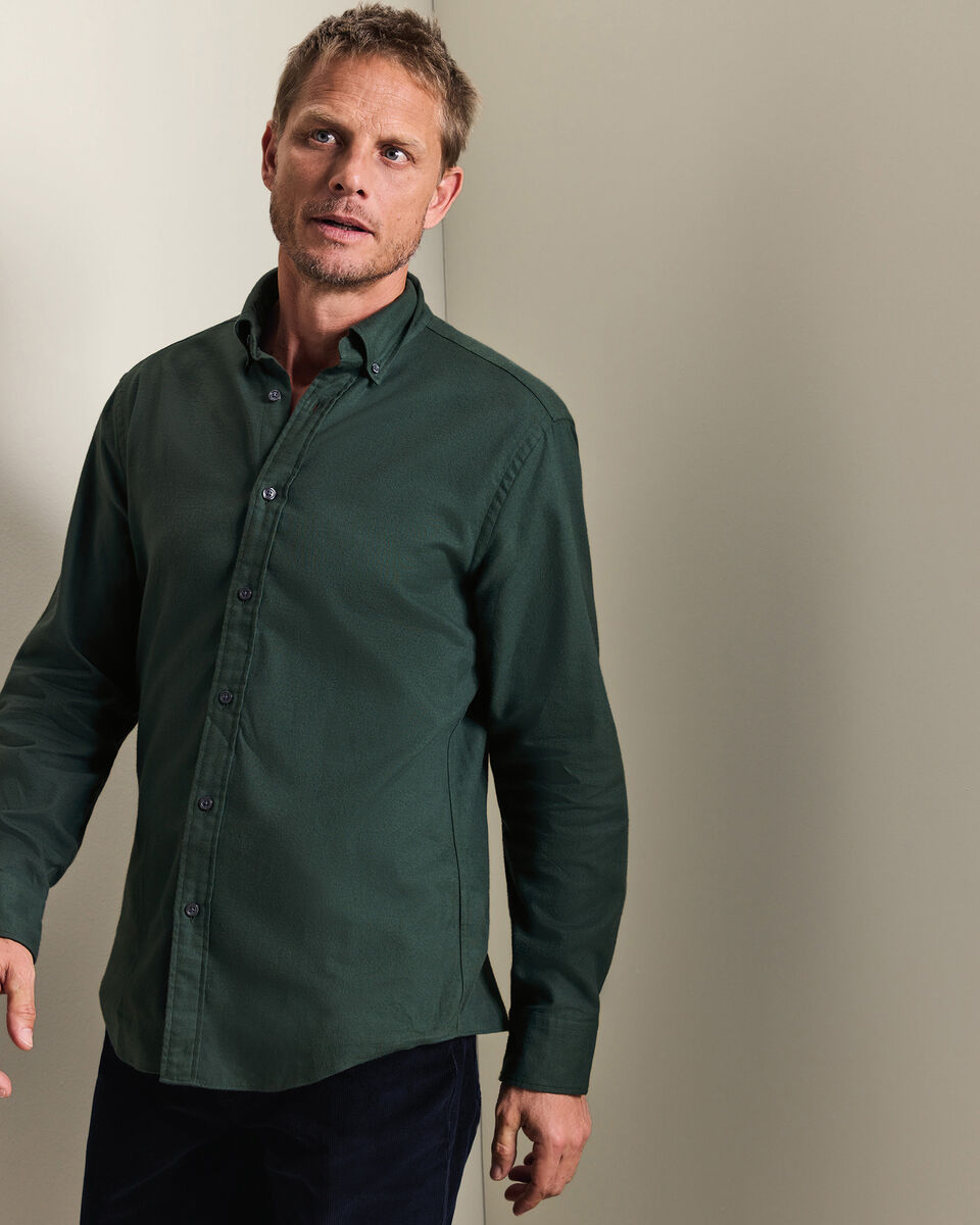Chemise en flanelle bross&eacute;e - Vert for&ecirc;t