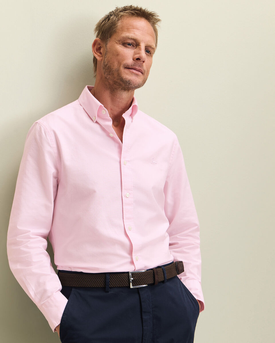 Button-Down Stretch Washed Oxford Shirt - Light Pink