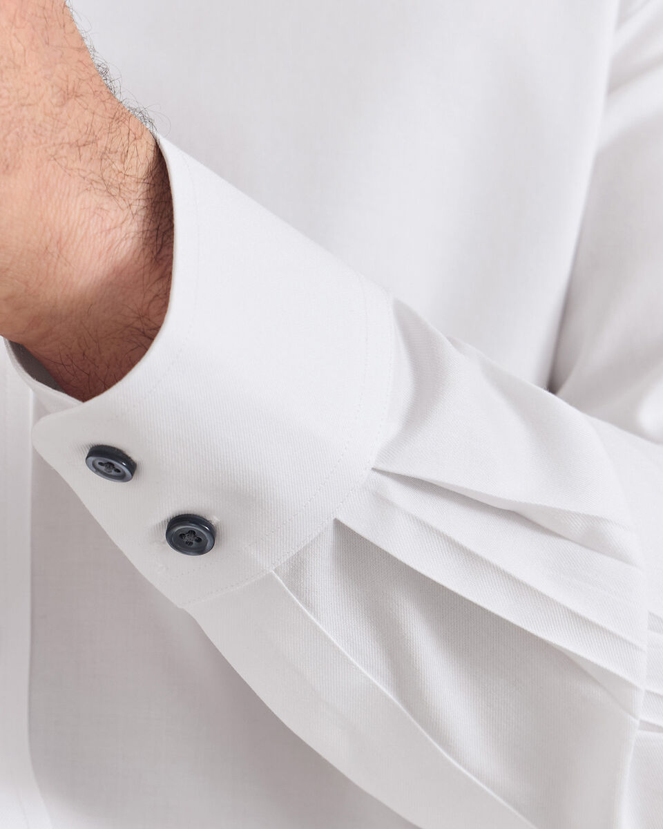 Non-Iron Twill with Contrast Buttons Shirt - White