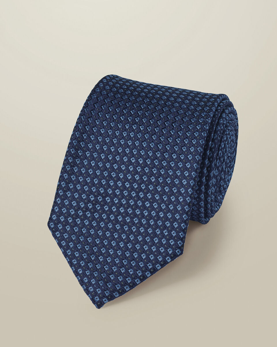 Silk Patterned Tie - Royal Blue