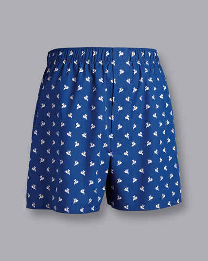 If Pigs Could Fly Motif Woven Boxers - Royal Blue