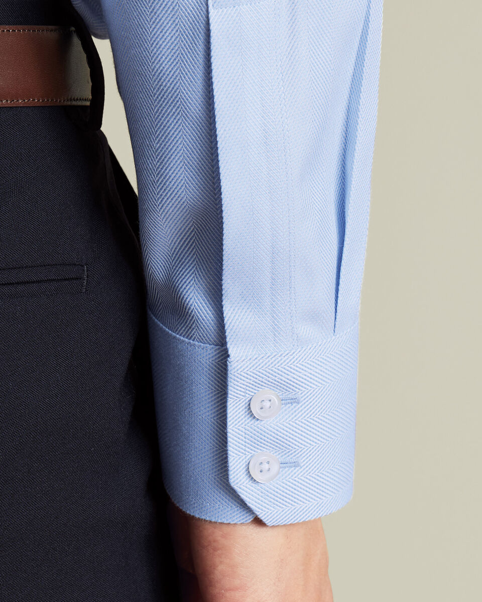 Solid Ice Blue Narrow Herringbone Classic Custom Shirt 100c 100/2*100/2 Sii0009 main image 0