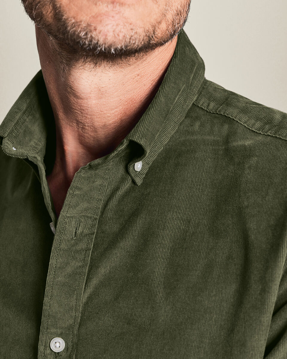 Corduroy Stretch Shirt - Olive Green