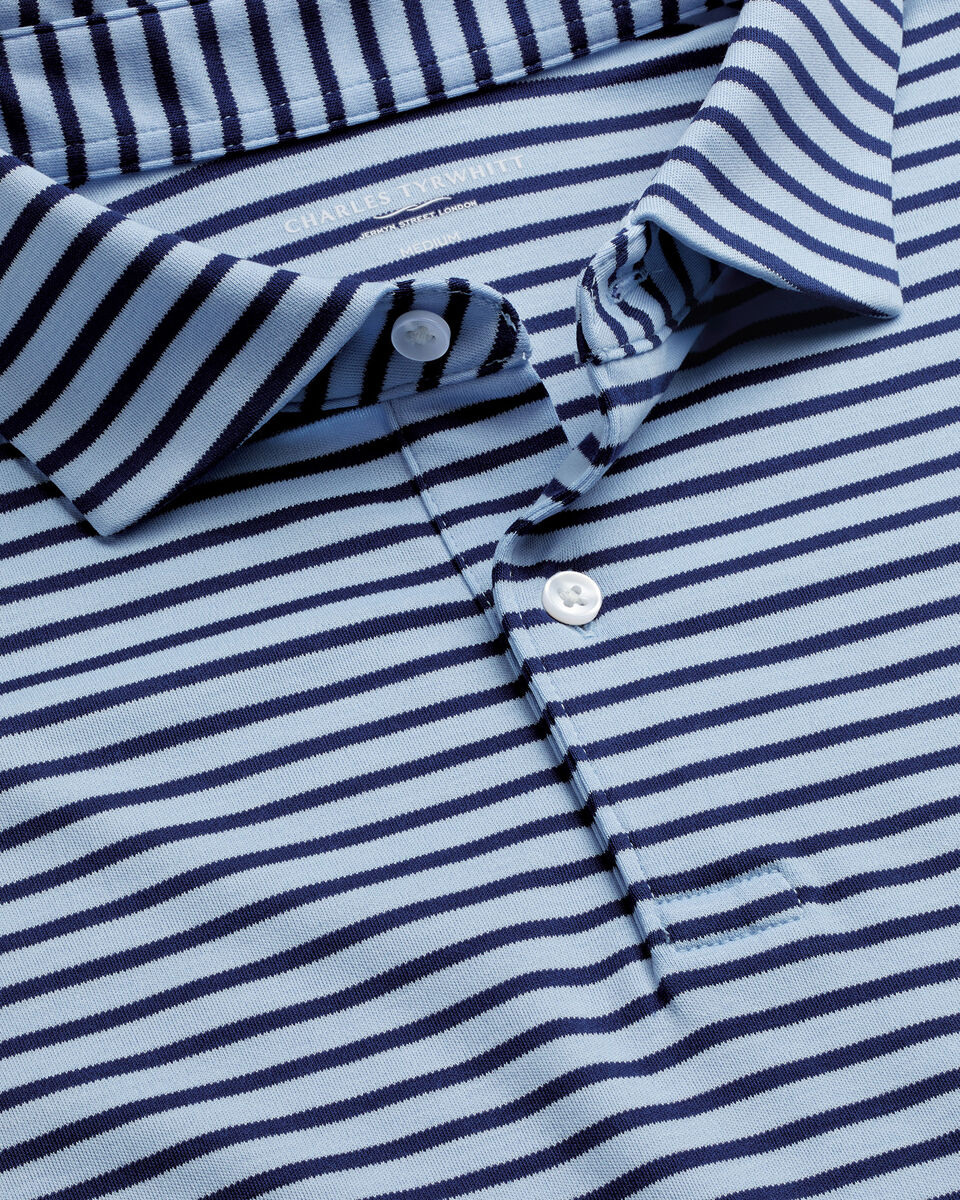 Smart Jersey Stripe Polo Sky Blue Charles Tyrwhitt