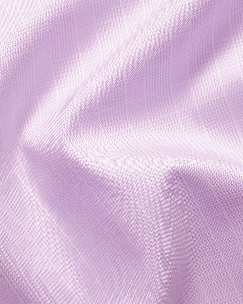 Non-Iron Stretch Pinpoint Oxford Prince of Wales Shirt - Lilac
