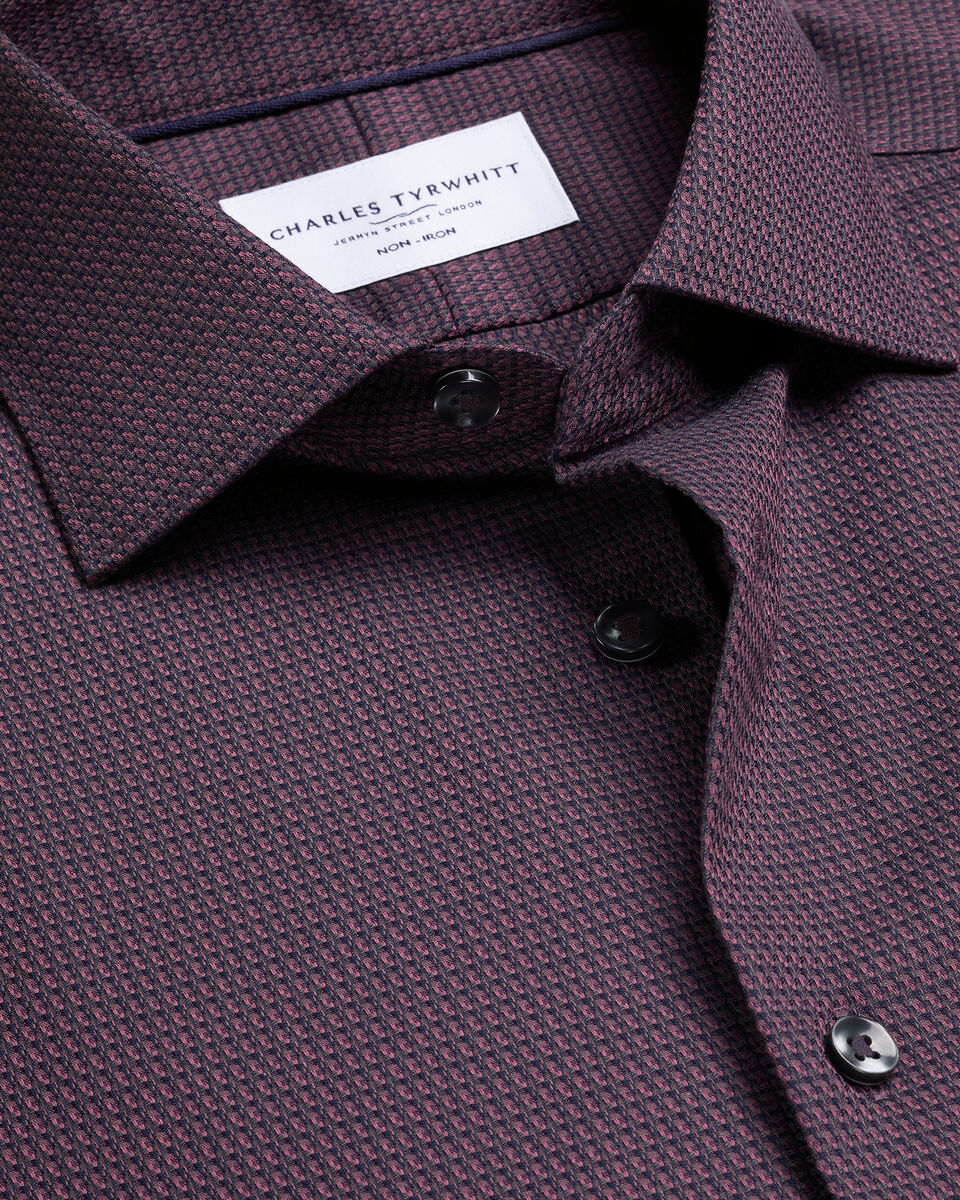 Chemise textur&eacute;e extensible sans repassage - Bordeaux