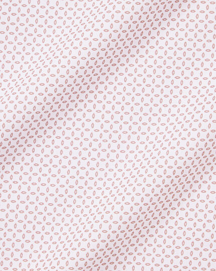 Semi-Cutaway Collar Non-Iron Tear Drop Print Shirt - Pink