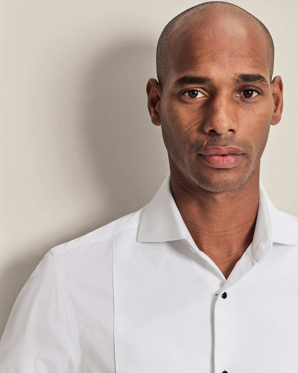Bib Front Tuxedo Shirt - White