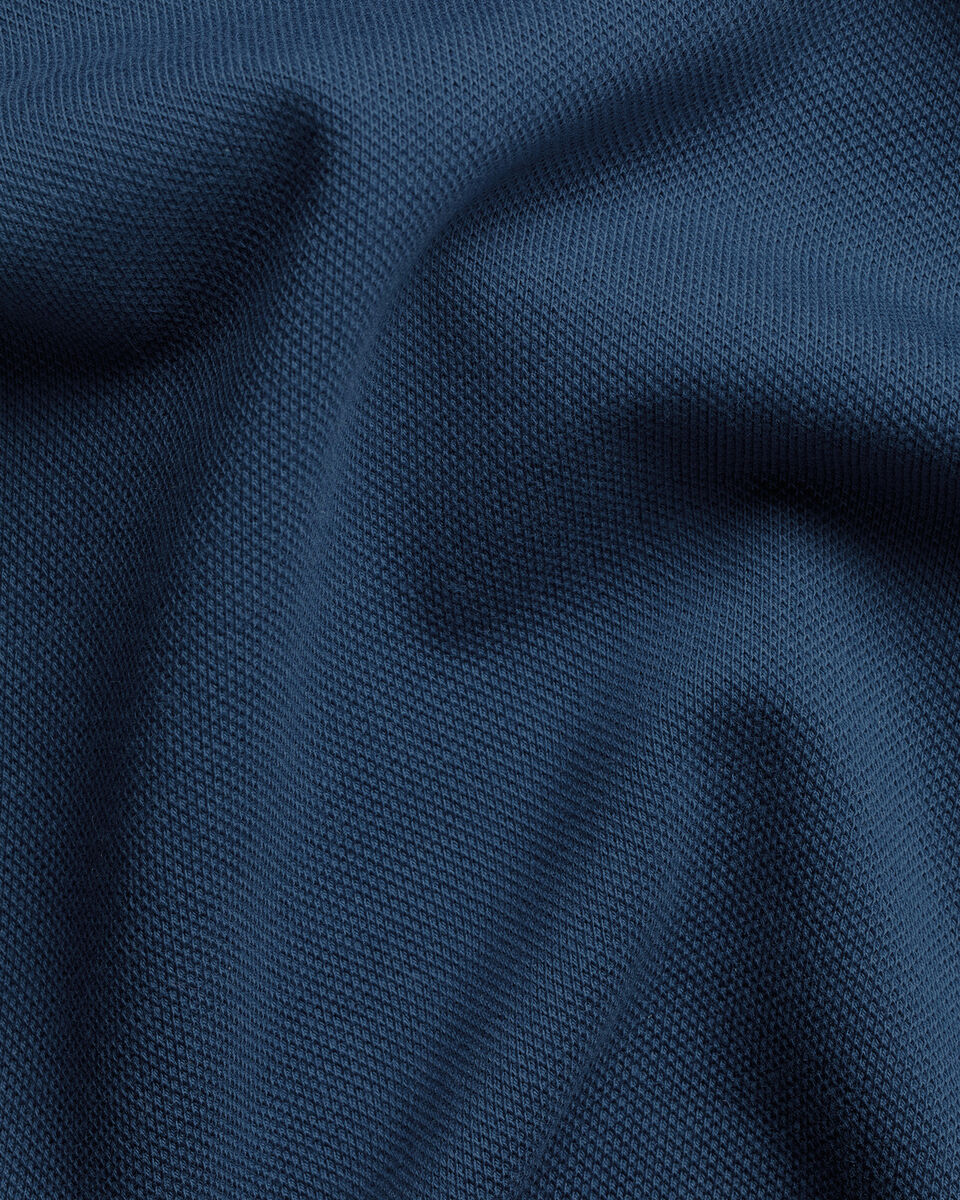 Long Sleeve Smart Pique Polo - Petrol Blue