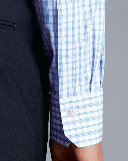 Spread Collar Non-Iron Graph Check Cutaway Shirt - Royal Blue