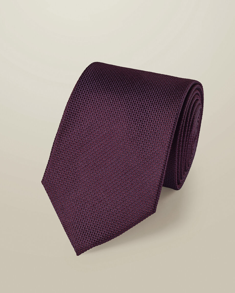 Cravate textur&eacute;e en soie &ndash; Violet m&ucirc;re