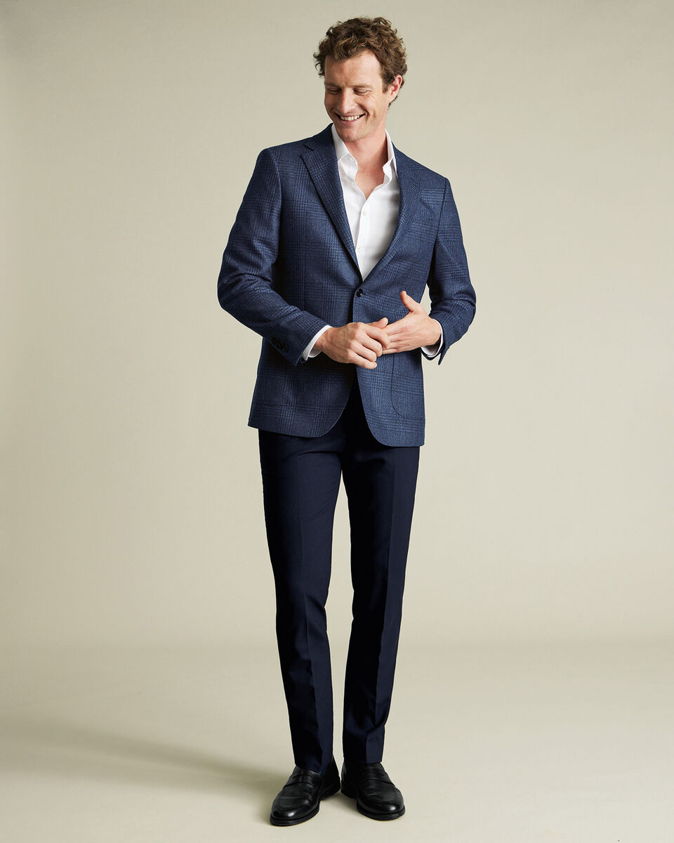 Twill-Sakko aus Wolle-Seide-Mix - Tintenblau