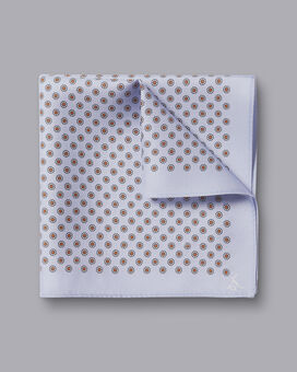 Mini Floral Print Silk Pocket Square - Light Blue